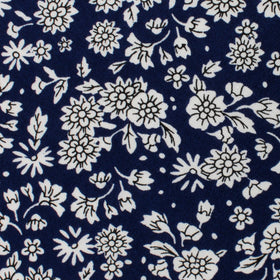 Aomori Navy Blue White Floral Pocket Square
