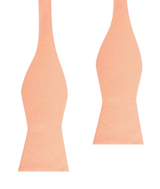 Apricot Peach Slub Linen Self Tie Bow Tie