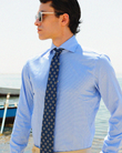 Gekko Gingham Blue Twill Non-Iron Shirt