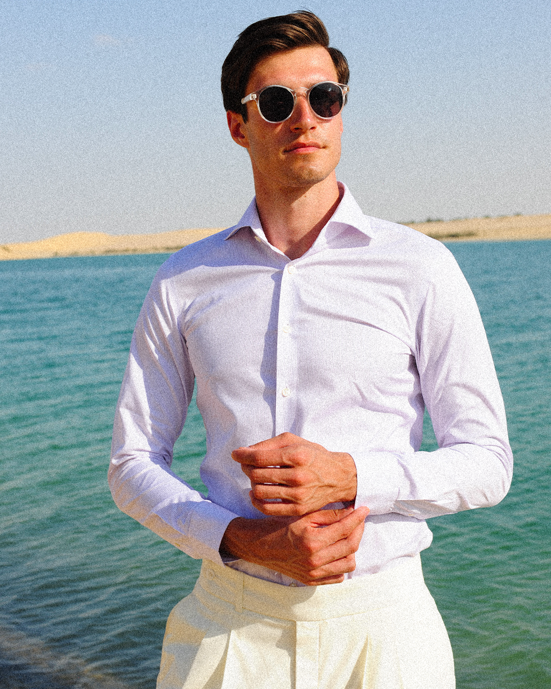 Poloni Purple Twill Non-Iron Shirt