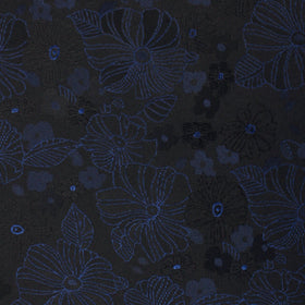 Asagao Midnight Blue-Black Floral Pocket Square
