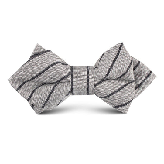 Ash Gray Pinstripe Kids Diamond Bow Tie