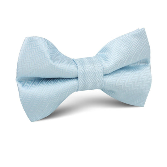 Baby Blue Herringbone Chevron Kids Bow Tie