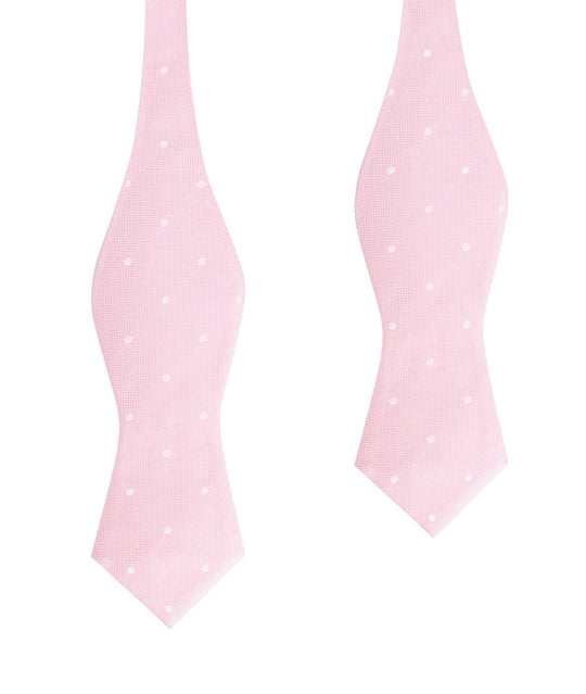 Baby Pink with White Polka Dots Self Tie Diamond Tip Bow Tie