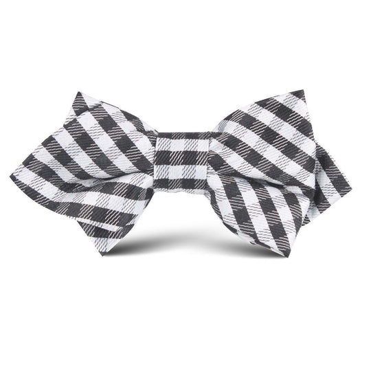 Black Gingham Kids Diamond Bow Tie