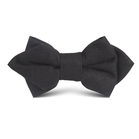 Black Linen Kids Diamond Bow Tie