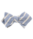 Blue Bodrum Linen Chalk Stripe Diamond Self Bowtie