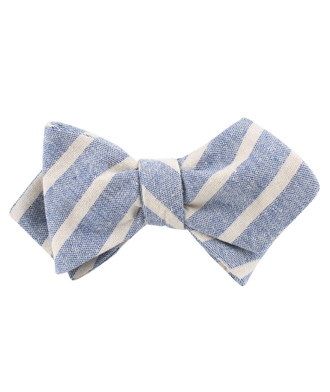 Blue Bodrum Linen Chalk Stripe Diamond Self Bowtie