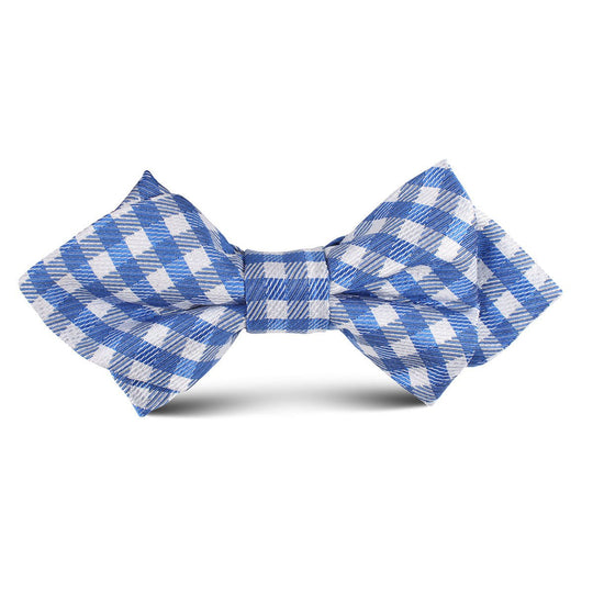 Blue Gingham Kids Diamond Bow Tie
