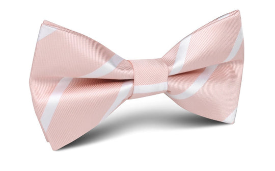 Blush Pink Striped Bow Tie