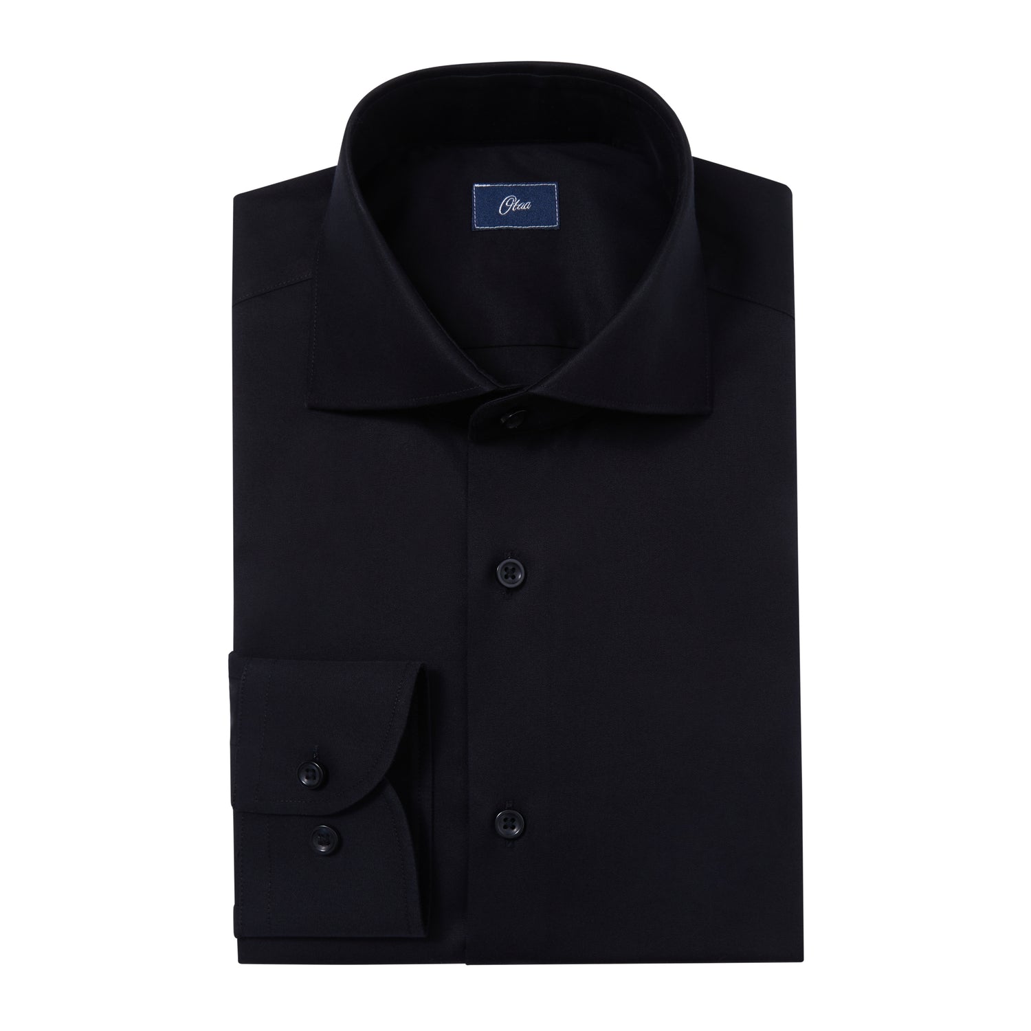 black button dress shirt Women's Black, Long-Sleeve Form-Fitted Dress Shirt