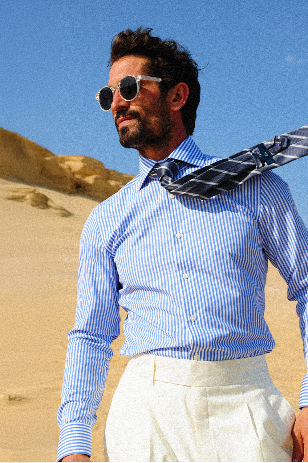 Brentley Blue Stripe Poplin Easy Care Shirt