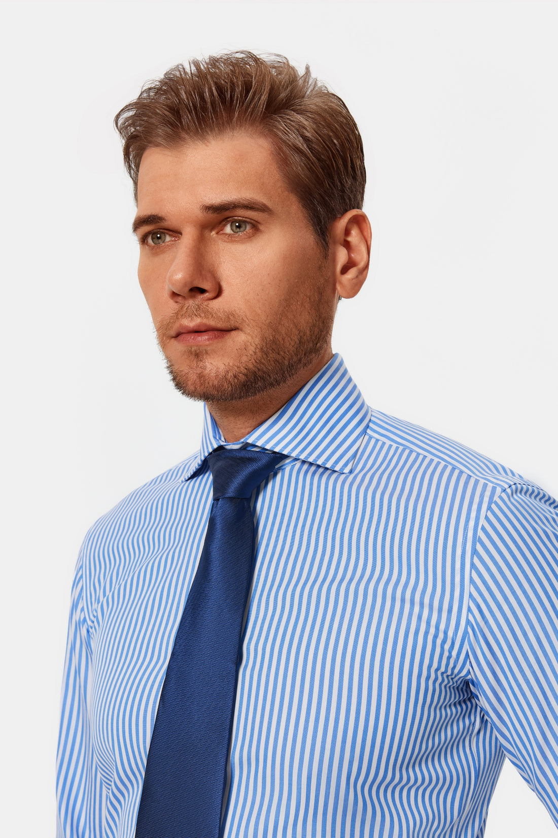 blue striped dress shirt with tie Hisdern Non-iron Royal Blue Dress Shirt and Striped Tie