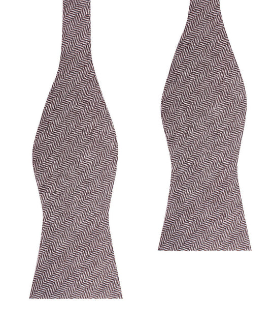 Brown Herringbone Linen Self Tie Bow Tie