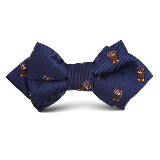 Brown Horned Owl Kids Diamond Bow Tie