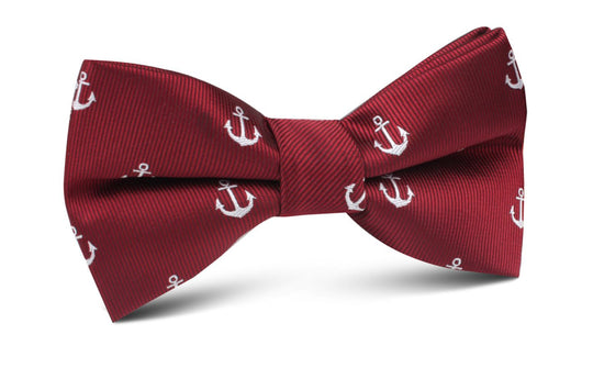 Burgundy Anchor Bow Tie