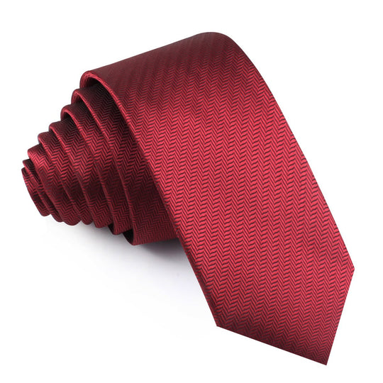 Burgundy Herringbone Skinny Tie