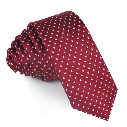 Burgundy Mini Polka Dots Skinny Tie