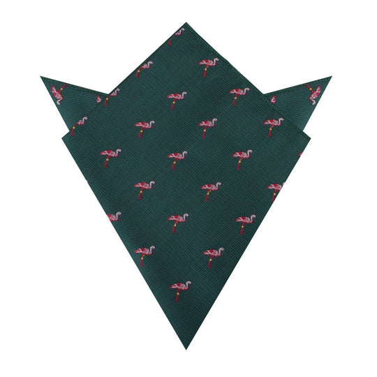 Caribbean Royal Green Flamingo Pocket Square