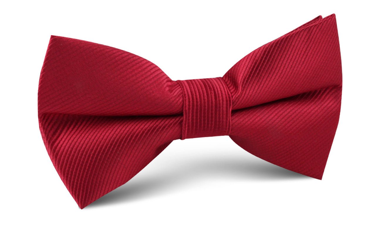 Carmine Red Twill Bow Tie | Wedding Bowtie | Men's Satin Bow Ties