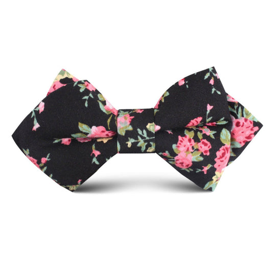 Carnation Floral Pink Kids Diamond Bow Tie