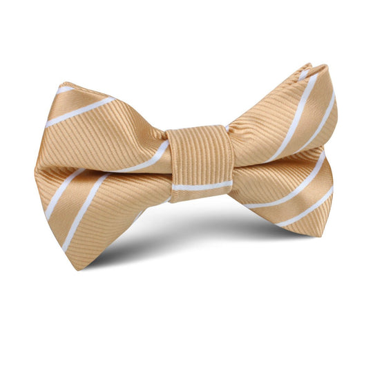 Champagne Gold Double Stripe Kids Bow Tie