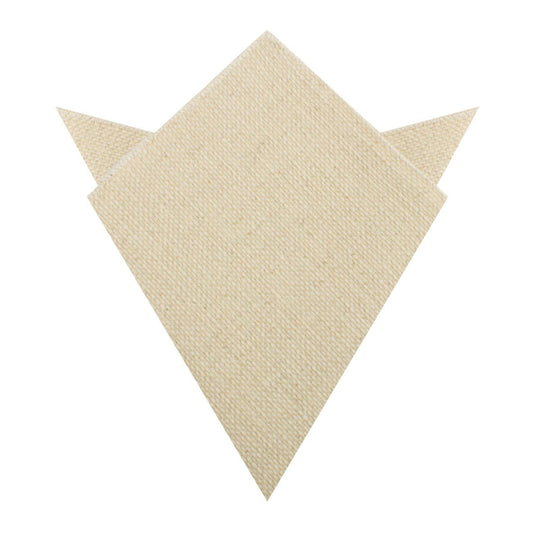 Champagne Basket Weave Linen Pocket Square
