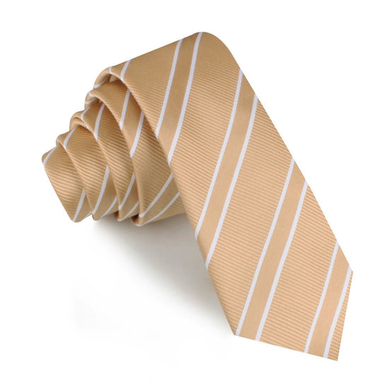Champagne Gold Double Stripe Skinny Tie