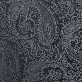 Charcoal Grey Paisley Pocket Square