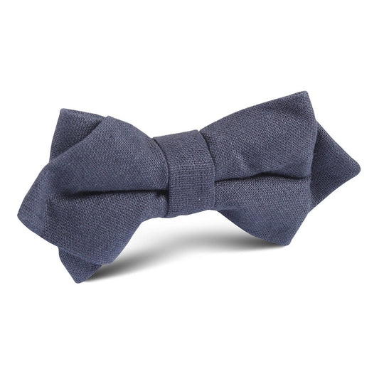 Charcoal Grey Slub Linen Diamond Bow Tie