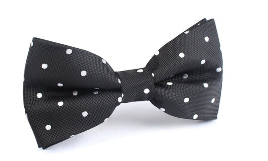 Coal Black with White Polka Dots Bow Tie