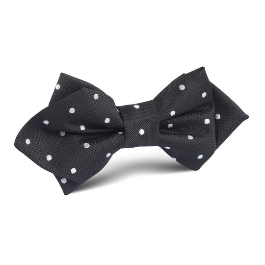 Coal Black with White Polka Dots Diamond Bow Tie