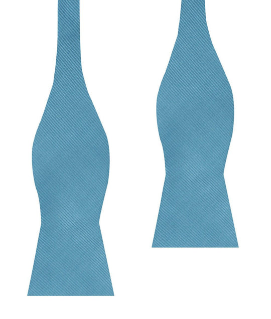 Coastal Blue Twill Self Bow Tie