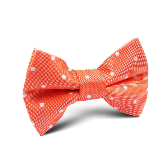 Coral Orange with White Polka Dots Kids Bow Tie