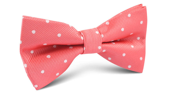 Coral Pink with White Polka Dots Bow Tie