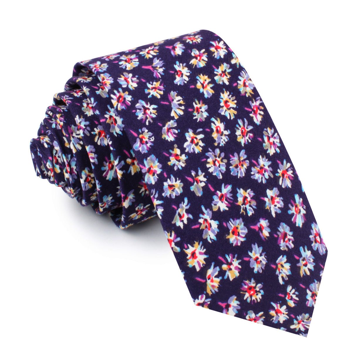 ネクタイ 20SS FLOWER PRINT TIE PURPLE Culiacán Purple Floral Skinny Tie | Designer Flower Slim Ties