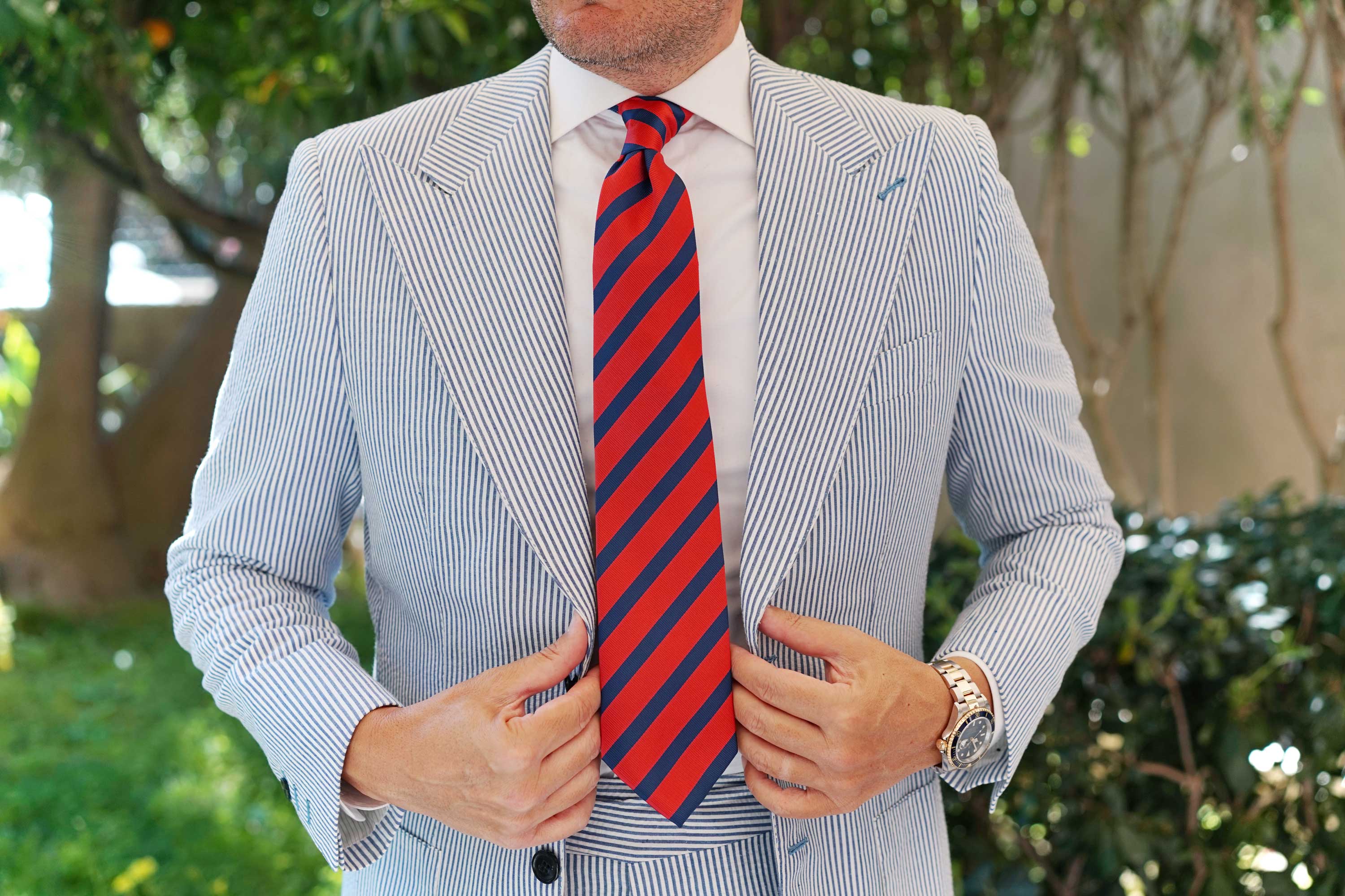 Red and Navy Blue Striped Tie | Shop Regimental Ties | Men's