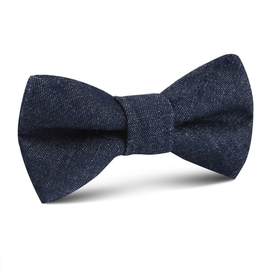 Dark Blue Raw Denim Linen Kids Bow Tie
