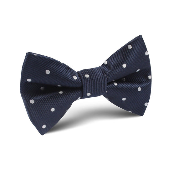 Dark Midnight Blue with White Polka Dots Kids Bow Tie