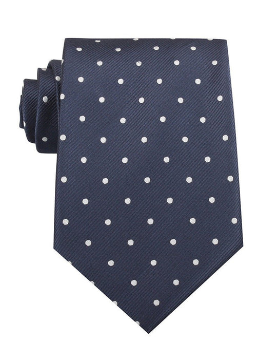 Dark Midnight Blue with White Polka Dots Necktie