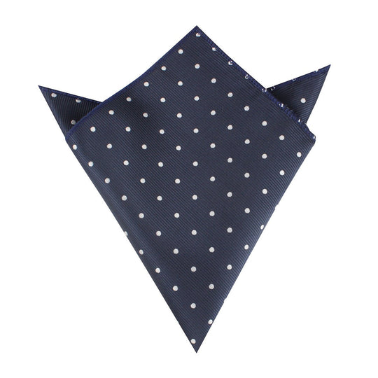 Dark Midnight Blue with White Polka Dots Pocket Square