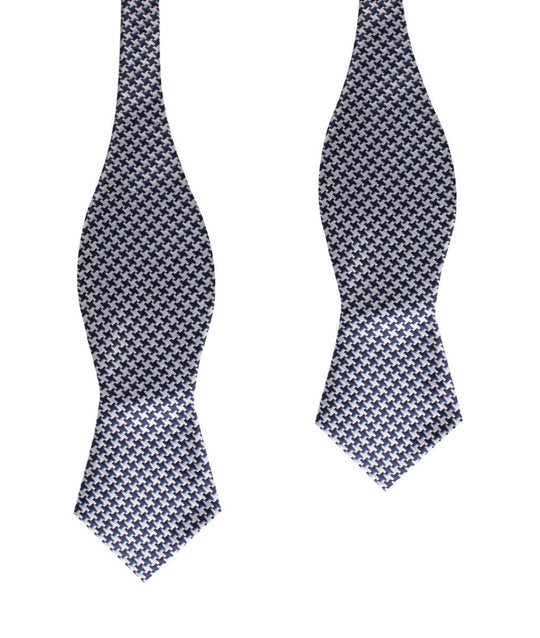Deep Blue Houndstooth Diamond Self Bow Tie