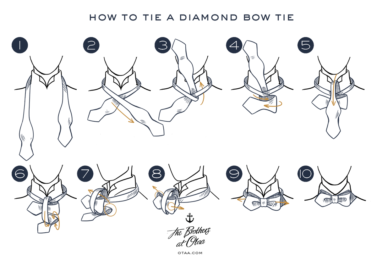 How to Tie a Diamond Bow Tie - steps