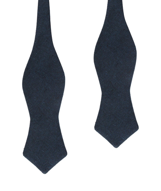 Don Quixote Navy Textured Linen Diamond Self Bow Tie