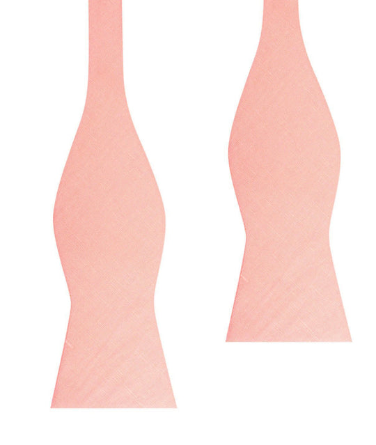 Dusty Peach Slub Linen Self Tie Bow Tie