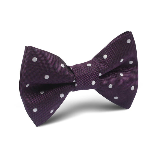 Eggplant Plum Purple with White Polka Dots Kids Bow Tie