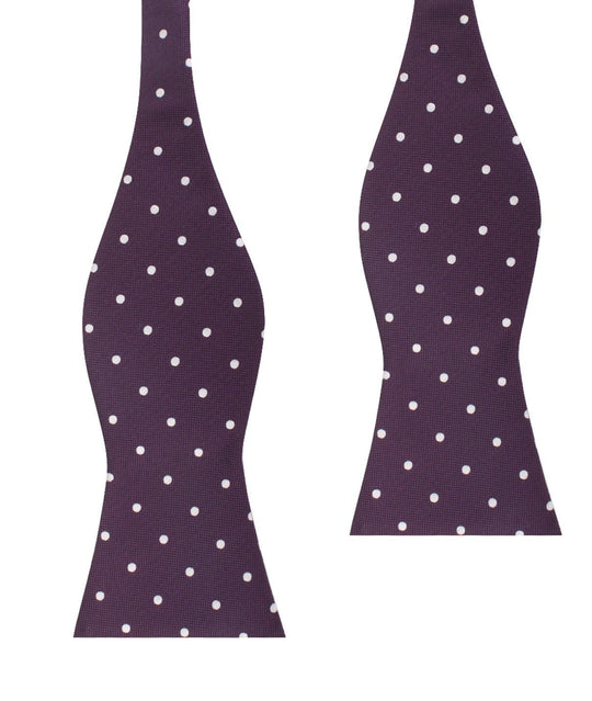 Eggplant Plum Purple with White Polka Dots Self Tie Bow Tie
