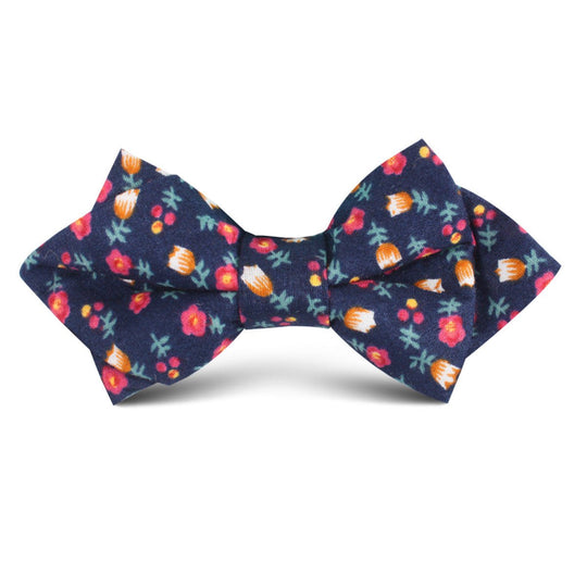 English Dahlias Floral Kids Diamond Bow Tie