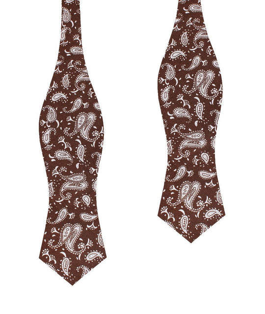 Florence Paisley Brown Diamond Self Bow Tie