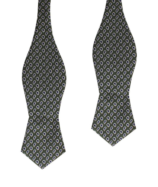 Forest Green Paisley Diamond Self Bow Tie